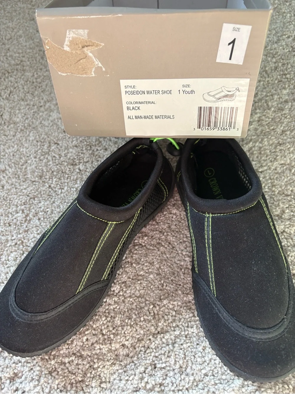 New Crown Vintage Kids m Slip-On drawstring Poseidon water shoes little boy sz 1